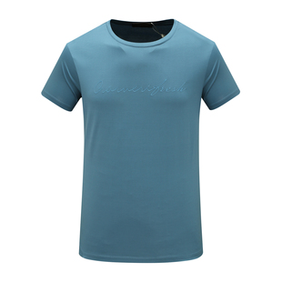 棉圆领套头休闲商务上衣 KN18康L尼L男式 T恤 短袖 蓝色 夏季