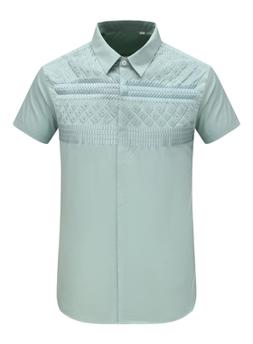 MY103美尔男式夏季短袖衬衫 棉休闲商务上衣 绿色 时尚都市 免烫