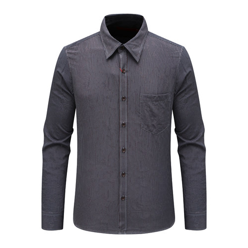 AB1334邦纳男春秋长袖衬衫 棉休闲商务上衣 暗红条纹 时尚都市