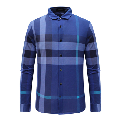 SF143路男式春秋长袖衬衫 桑蚕丝百搭时尚商务休闲上衣