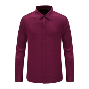 百搭商务休闲上衣商务休闲弹力 衬衫 AB394歌男式 春秋长袖