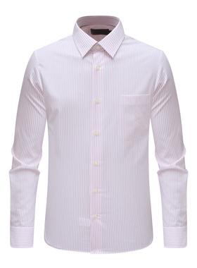 SA66萨男春秋长袖衬衫 棉休闲商务上衣免烫 红色条纹