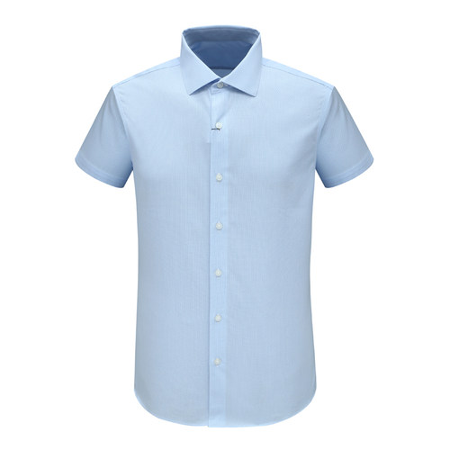 F3621恺夏季男式短袖衬衫 棉百搭商务休闲上衣免烫 浅蓝色