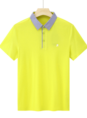 CA31 机场货 卡夏季男式短袖T恤 棉翻领套头休闲商务上衣黄色弹力