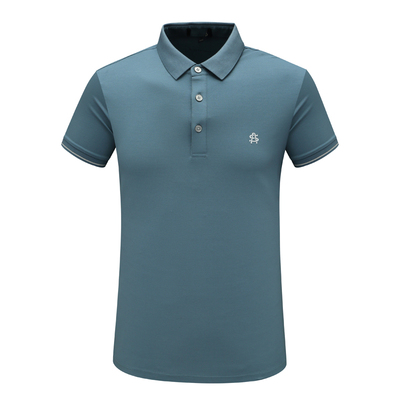 F3786鸟男式夏季短袖T恤 棉翻领套头休闲商务上衣 蓝色弹力