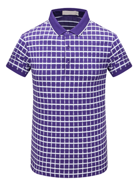 MY69美尔男式夏季短袖T恤 棉翻领套头休闲商务上衣 紫色