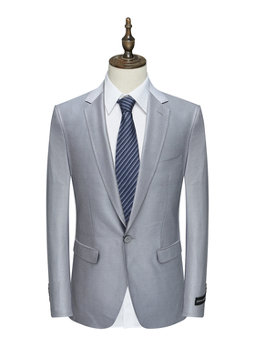 PL129皮春秋男式西服 一粒扣双开衩商务西装外套 银灰色N6512210