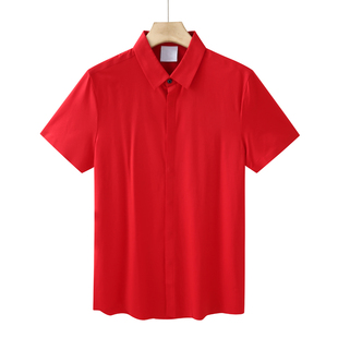 CA358 机场货 卡夏季男式短袖针织衬衫 棉开衫休闲商务弹力 红色