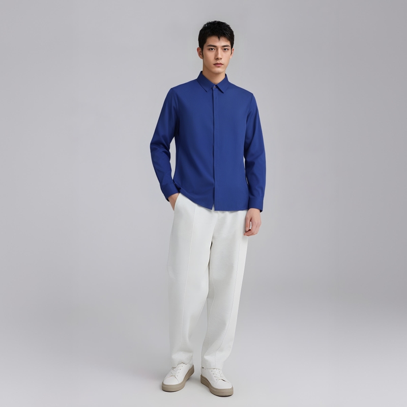 CA350 机场货 卡春秋男长袖针织衬衫棉开衫休闲商务舒适弹力无痕