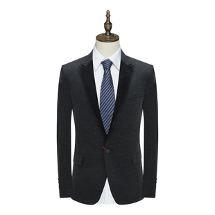 黑色 羊毛一粒扣后中开衩商务休闲西装 AB994邦纳男式 春秋西服