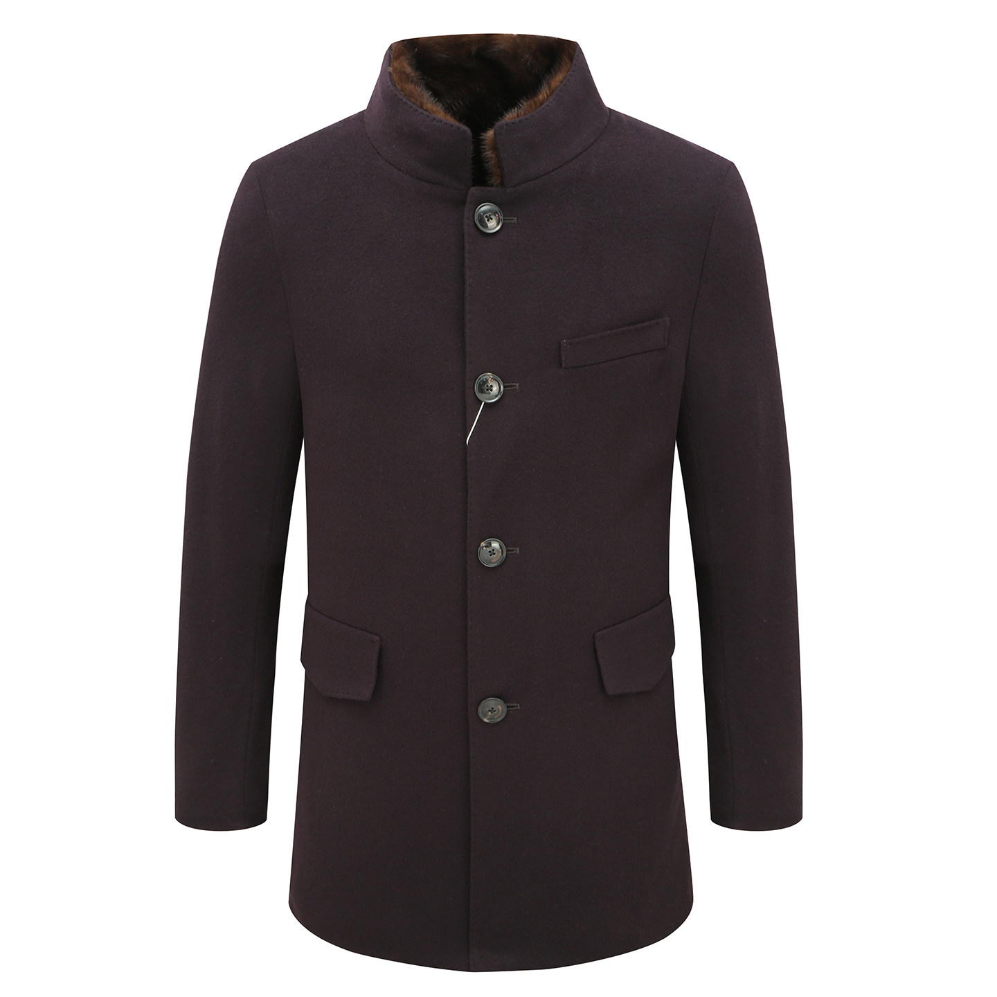 MY477美秋冬男式毛呢大衣 水貂毛领直排扣保暖防风外套 暗红色,男装,毛呢大衣,淘宝优惠券,粉丝福利购,淘宝优惠卷