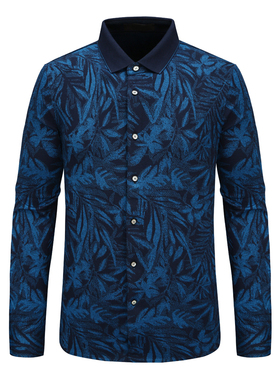 SL137仕东男式春秋长袖衬衫 绵羊毛百搭商务休闲上衣 深蓝色