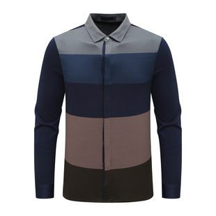 KN67康L尼L男春秋长袖衬衫 棉百搭商务休闲上衣免烫 蓝色