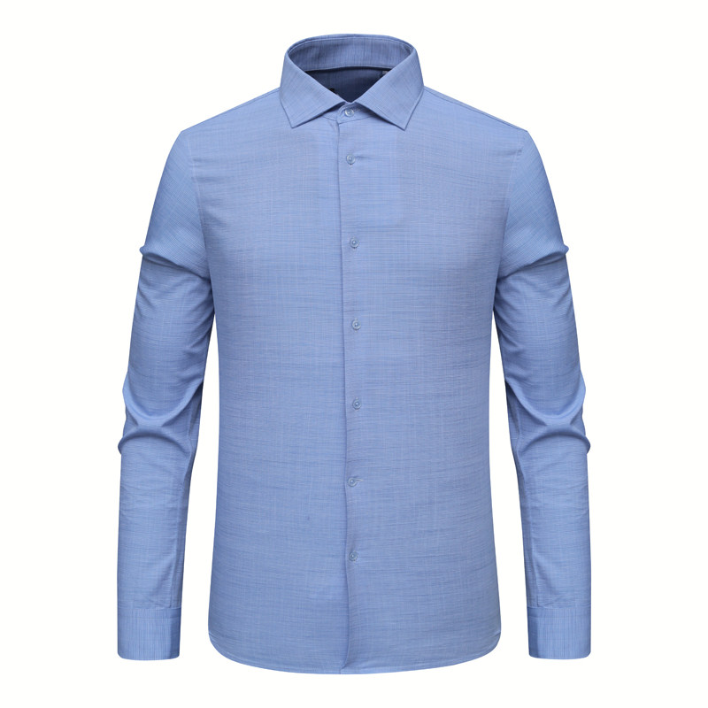 f3375鸟牌男式春秋免烫长袖衬衫 亚麻百搭商务休闲上衣