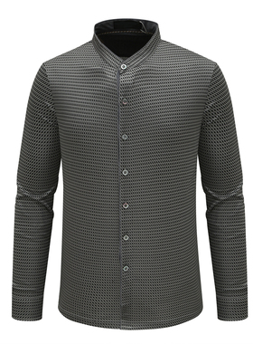 KN19康L尼L男式夏季长袖针织衫开衫 桑蚕丝休闲商务上衣 灰色