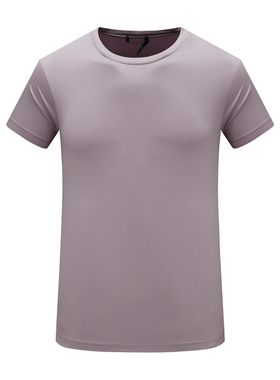 F3907鸟男式夏季短袖T恤 棉圆领套头休闲商务上衣 淡紫色弹力