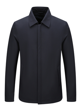 H1249春秋男式夹克 拉链立领舒适休闲外套 时尚都市深蓝色