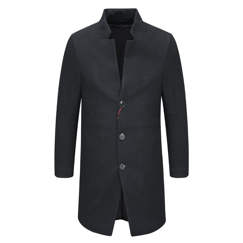 AB488邦纳秋冬男式毛呢大衣 绵羊毛休闲保暖外套 时尚都市 黑色