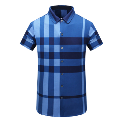 MY120美尔男式夏季短袖衬衫 棉休闲商务上衣 深蓝色 时尚都市免烫