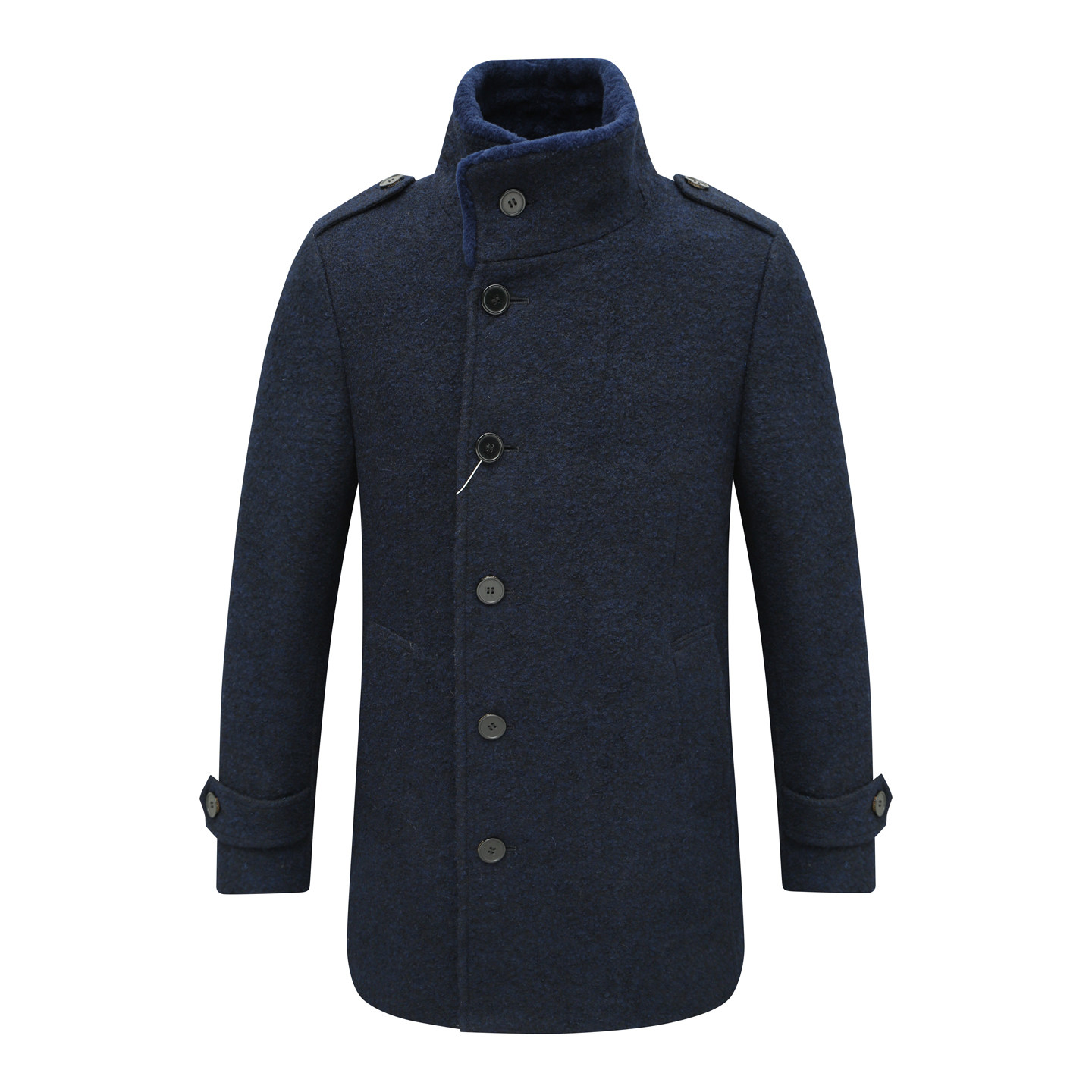 MY503美秋冬男式大衣 羊毛羊剪绒领直排扣保暖防风外套 深蓝色,男装,毛呢大衣,淘宝优惠券,粉丝福利购,淘宝优惠卷