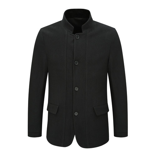 H1434男士立领夹克商务休闲黑色外套时尚都市黑色便装14QDB-579