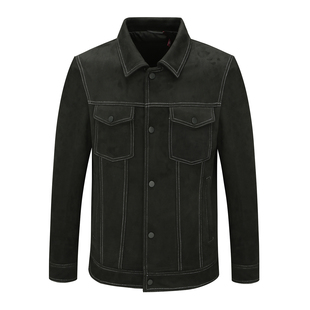 都市 FP587法春秋男式 时尚 直排扣舒适休闲外套 黑色 夹克