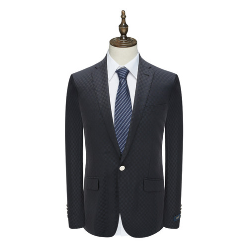 H1443乔春秋男西服棋盘格一扣后中开衩商务西装外套J033BG0019