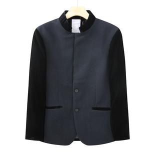 CA327 机场货 卡春秋厚度男式便服 直排扣立领休闲外套 黑色