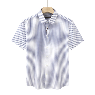 男式 夏季 短袖 衬衫 蓝白格蚕丝 CA116 棉百搭商务休闲 机场货卡