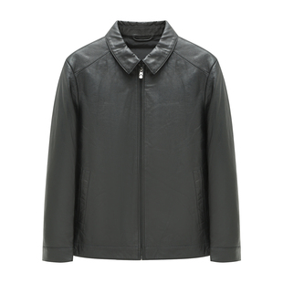 时尚 H1265秋冬款 羊皮革拉链商务休闲外套皮衣 皮羽绒 都市 男士