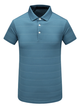 SF561圣男式夏季短袖T恤 桑蚕丝翻领套头休闲商务上衣 浅蓝色