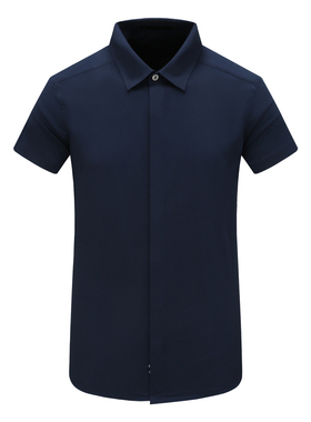 SF421圣男式夏季短袖衬衫 棉百搭时尚商务休闲上衣 深蓝色弹力