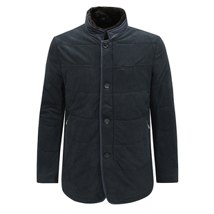 H1031博斯威秋冬款男式棉衣 獭兔毛皮领商务休闲保暖防风棉服外套