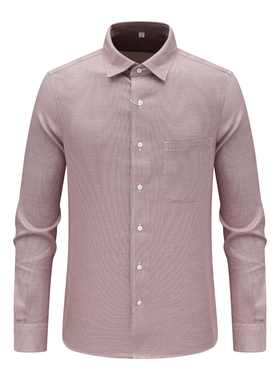 MY66美尔男式春秋长袖衬衫 棉休闲商务上衣 红色 时尚都市 免烫