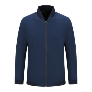 拉链舒适休闲商务外套 夹克 深蓝色 男式 SF358圣春夏薄款