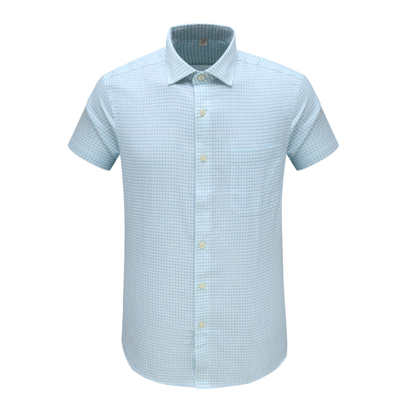 MY292美尔男夏季短袖衬衫 莱赛尔休闲商务上衣 蓝白色 时尚都市