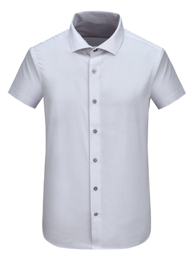 F4062KMQ男式夏季短袖衬衫 棉百搭商务休闲上衣 淡紫色