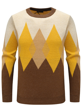 SF455圣男式针织衫舒适有弹力 商务休闲圆领套头有型 黄色