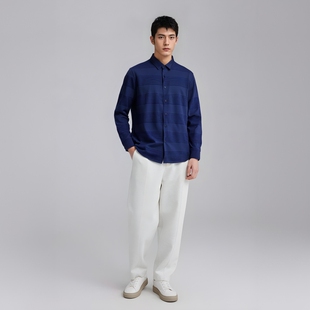衬衫 CA177 长袖 春秋男式 百搭商务休闲上衣深蓝弹力 机场货卡