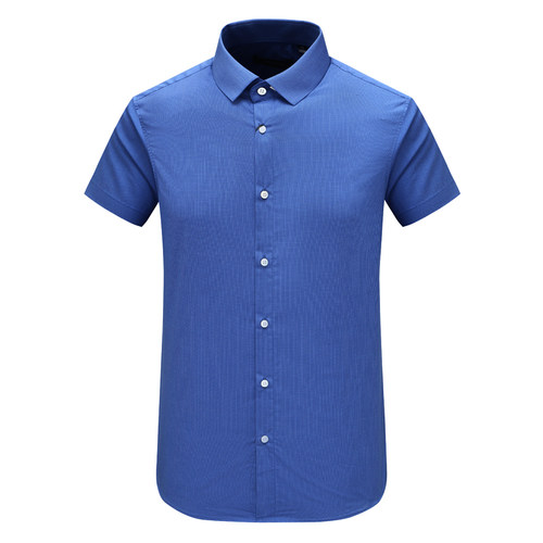 AB1551歌男式夏季短袖衬衫 棉百搭商务休闲上衣 宝蓝格