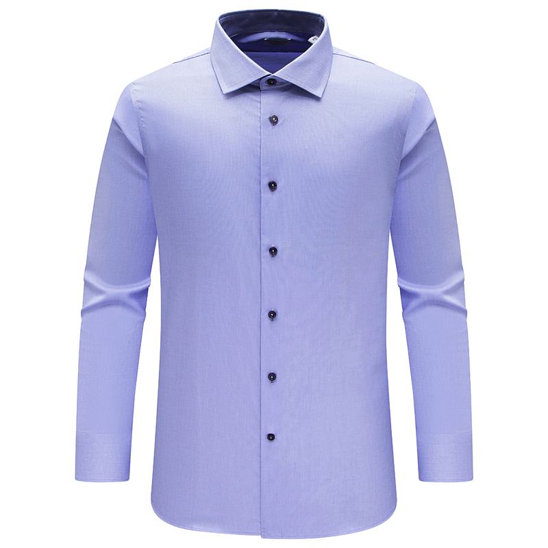 F3418KMQ男式春秋长袖衬衫 棉百搭商务休闲上衣 浅紫色免烫