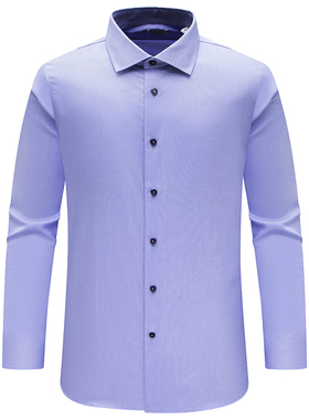 F3418KMQ男式春秋长袖衬衫 棉百搭商务休闲上衣 浅紫色免烫