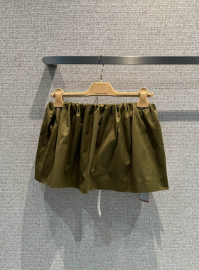 潮牌字母军绿色半裙mi右花苞蓬蓬裙女2026春夏新款半身裙超短裙子
