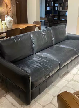 2026新款意式极简中古风客厅油蜡真皮小户型沙发2300*1020*800mm