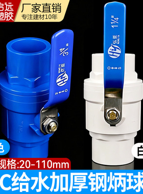 PVC不锈钢柄球阀水管阀门开关给水管阀管道阀2025 325075110蓝色