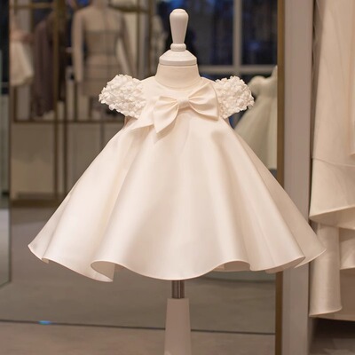 宝宝女童花朵公主裙周岁抓周生日花童蓬蓬花童婚纱礼服高端连衣裙