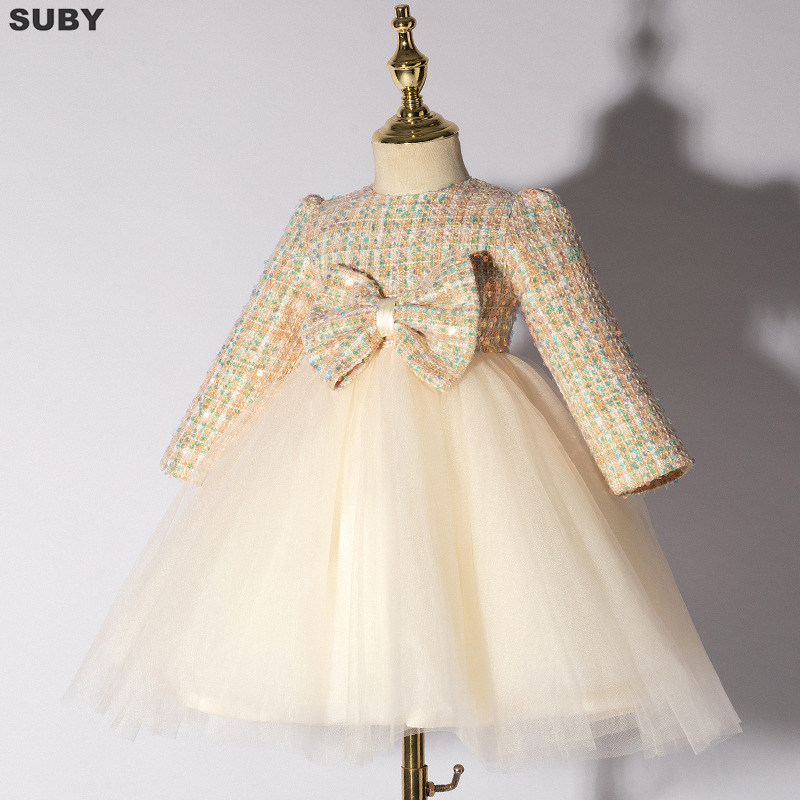 女童连衣裙1儿童秋冬新款长袖2公主裙子3蓬蓬纱4生日5周岁礼服6岁