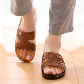 正品 塑料生胶耐磨居家防臭牛筋底 浴室洗澡男凉鞋 牛筋黄胶男士 拖鞋