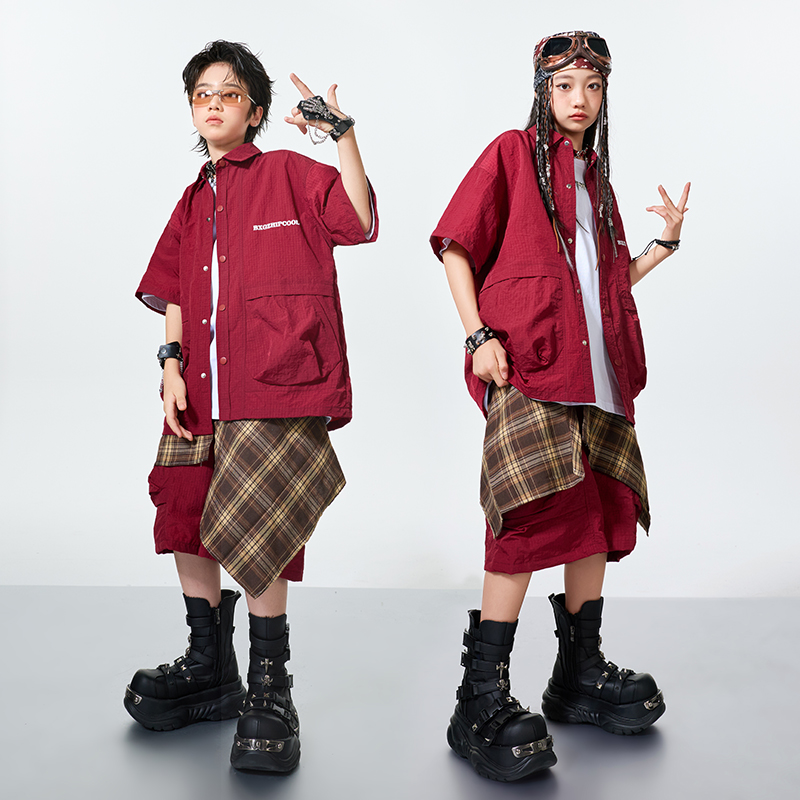 儿童街舞潮服演出服男童套装hiphop童装少儿嘻哈爵士舞架子鼓女孩