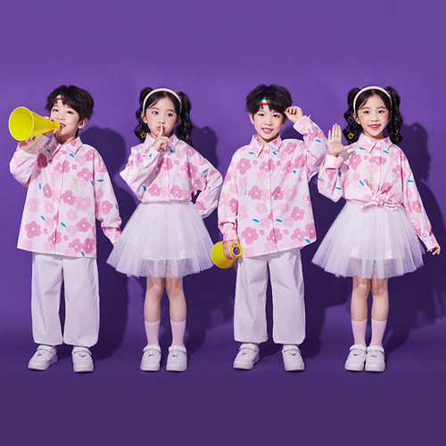 儿童啦啦队演出服港风花朵幼儿园